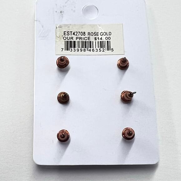 Chic Peach Rose Gold Earrings Set of 3 Hypoallergenic - Picture 4 of 4